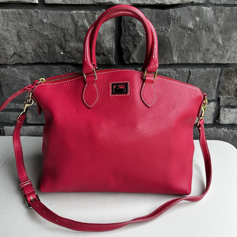 Dooney & Bourke Dillen II Leather Satchel Handbag Pure Tote Bag Fuchsia Pink EUC